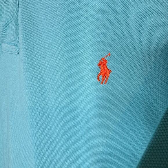 Polo by Ralph Lauren Shirt Men's 2XLT 2XL Tall Aqua Blue Turquoise Short Sleeve - Picture 4 of 7